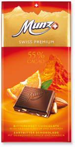 Munz Swiss Premium Dark Chocolate Orange w. Almonds